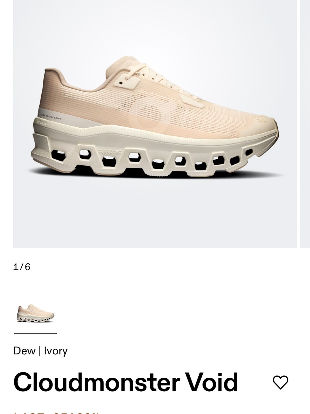 On Cloudmonster Void Womens Running US 8.5 Dew/Ivory 3WF10493043 New Without Box